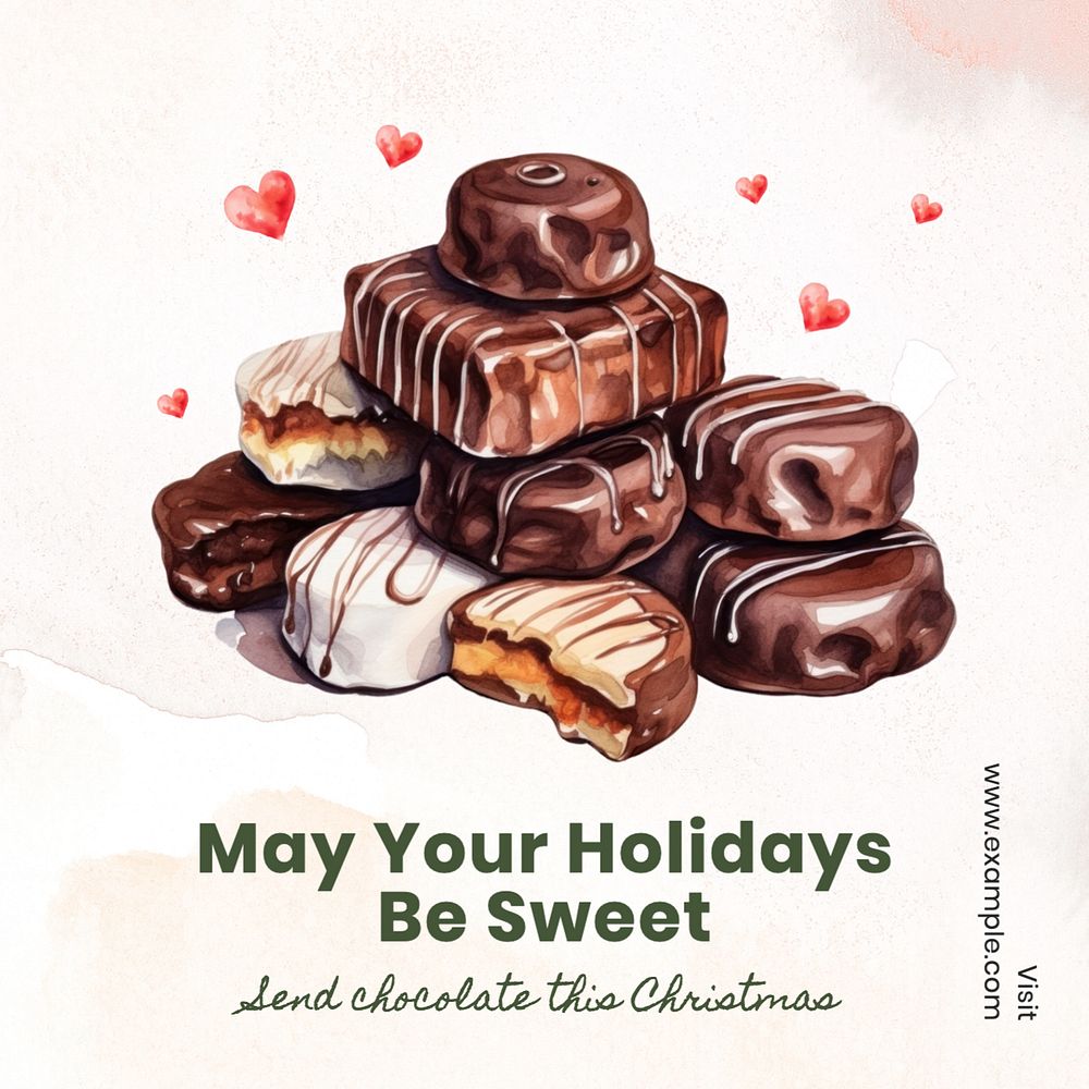 Christmas chocolate Instagram post template, editable text