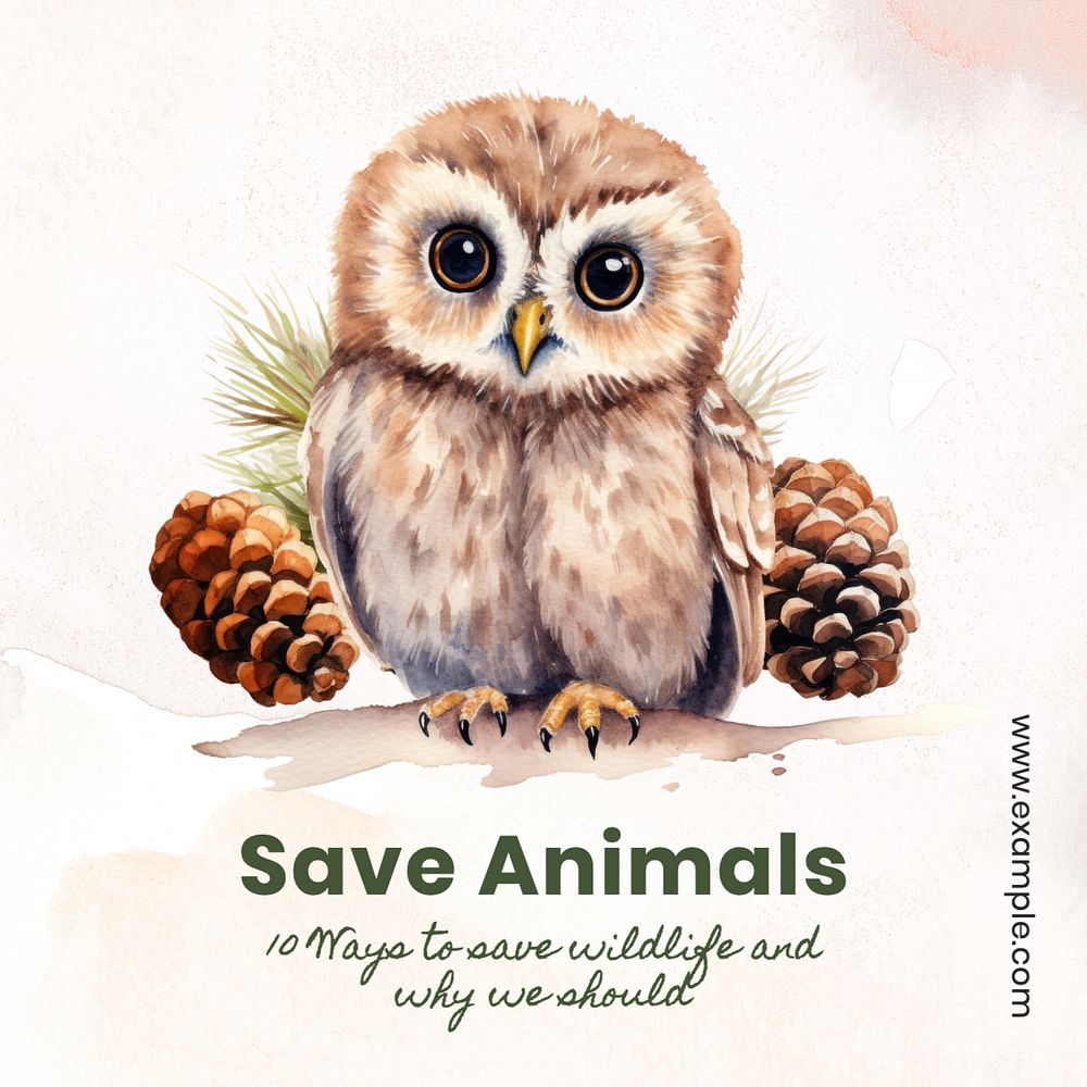 Save animals Instagram post template, editable text