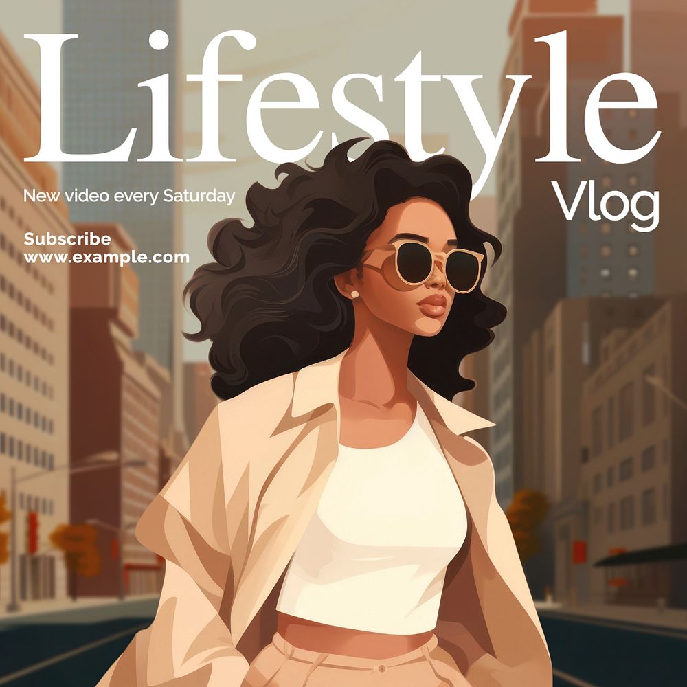 Lifestyle vlog Instagram post template, editable text