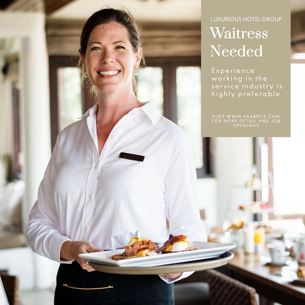 Waitress needed Instagram post template, editable text