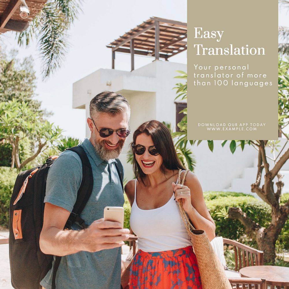 Easy translation Instagram post template, editable text