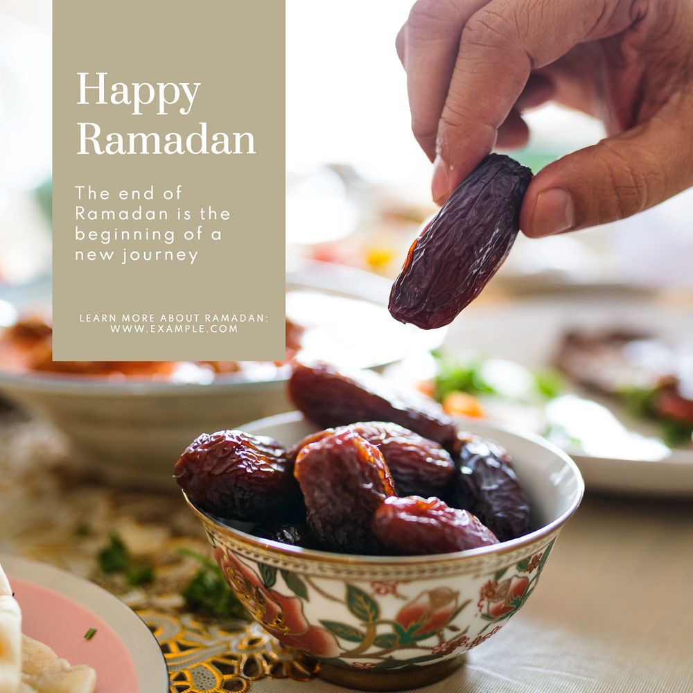 Happy Ramadan Instagram post template, editable text