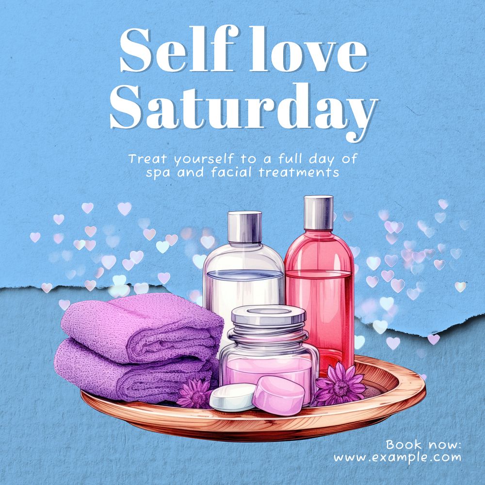 Self love Saturday Instagram post template, editable text