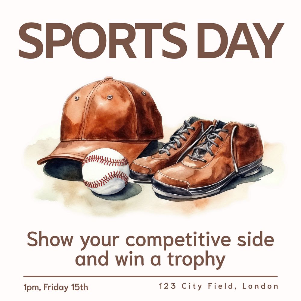 Sports day Instagram post template, editable text