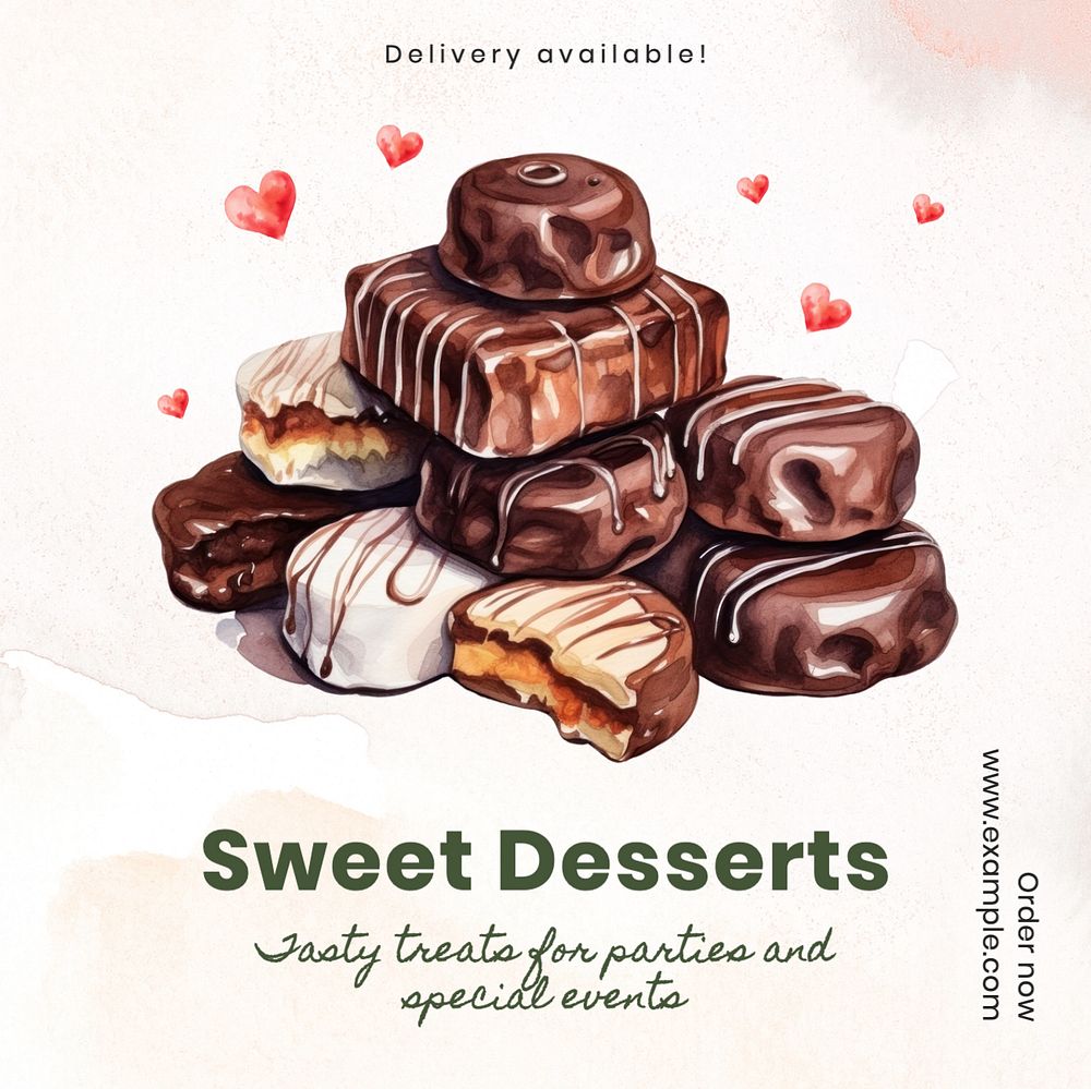 Sweet desserts Instagram post template, editable text