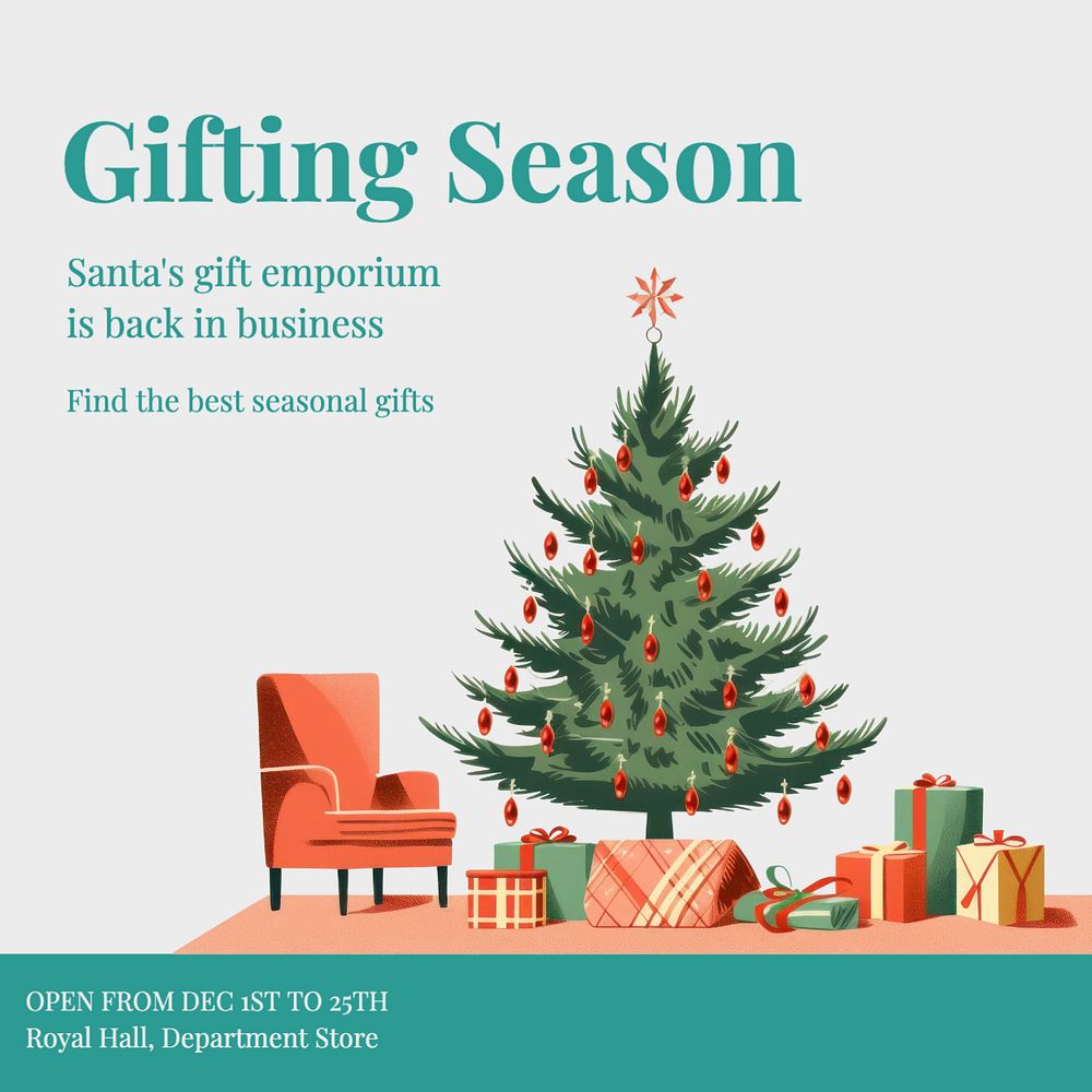 Christmas gift shop Instagram post template, editable text