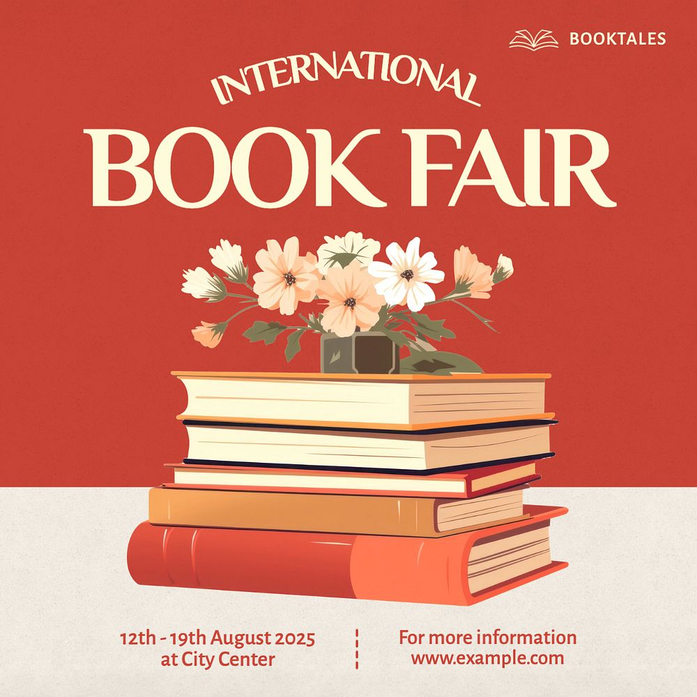 Book fair Instagram post template, editable text