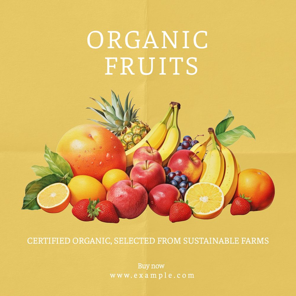 Organic fruits Instagram post template, editable text