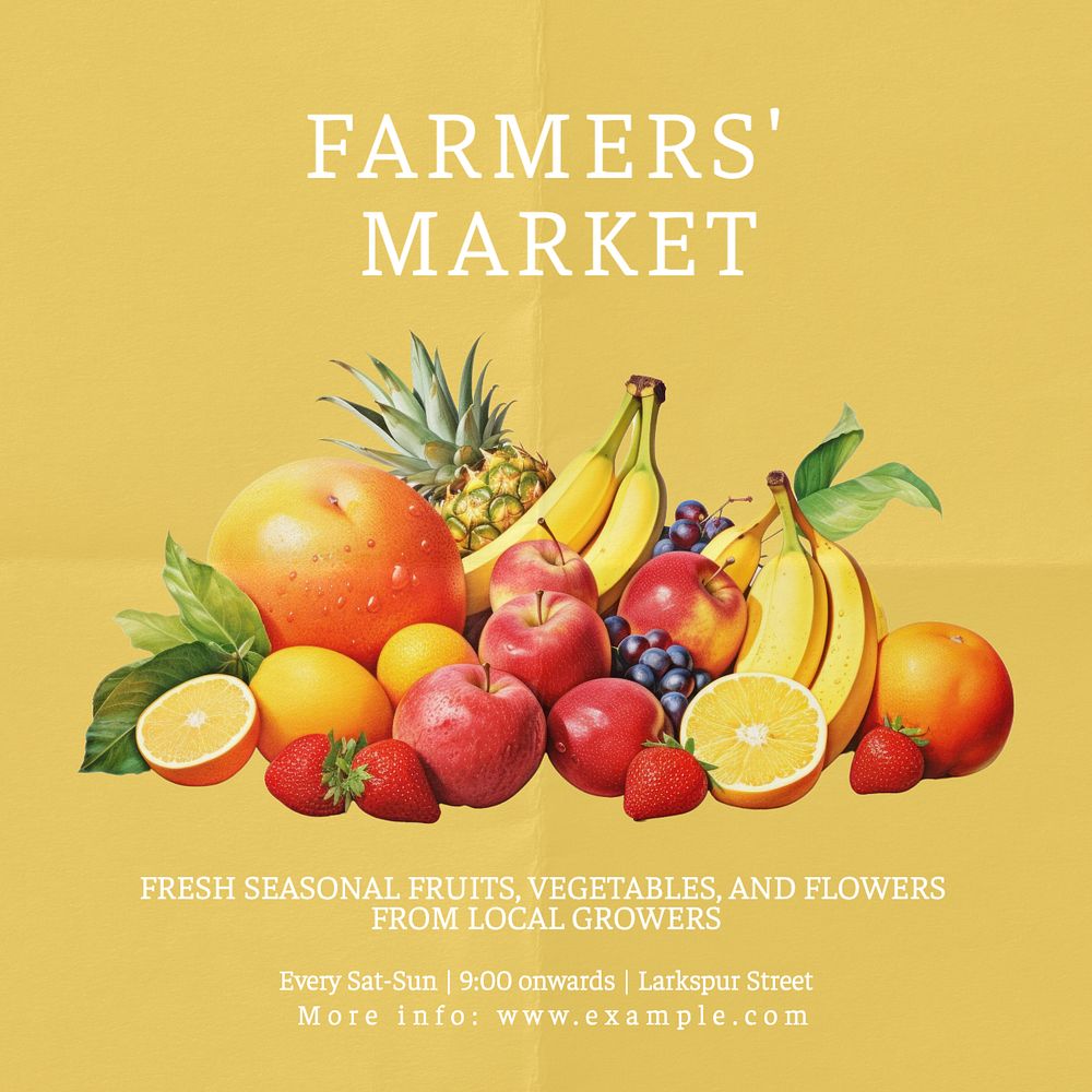 Farmers' market Instagram post template, editable text