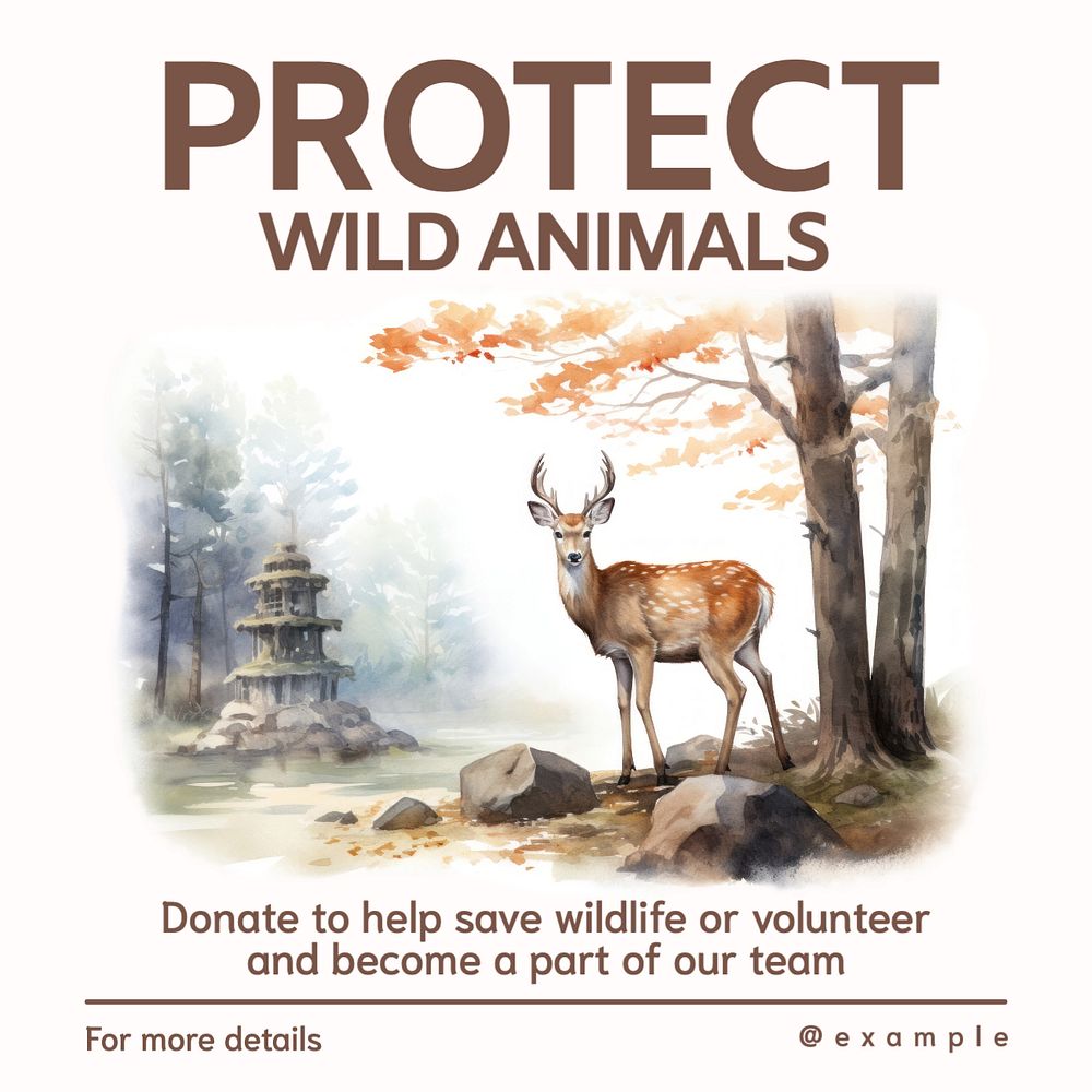 Protect wild animals Instagram post template, editable text