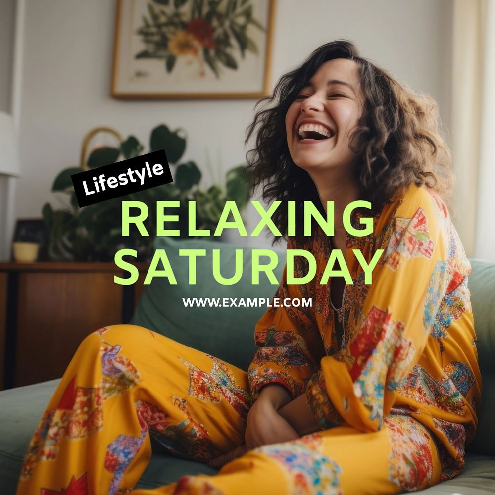 Relaxing saturday Instagram post template, editable text