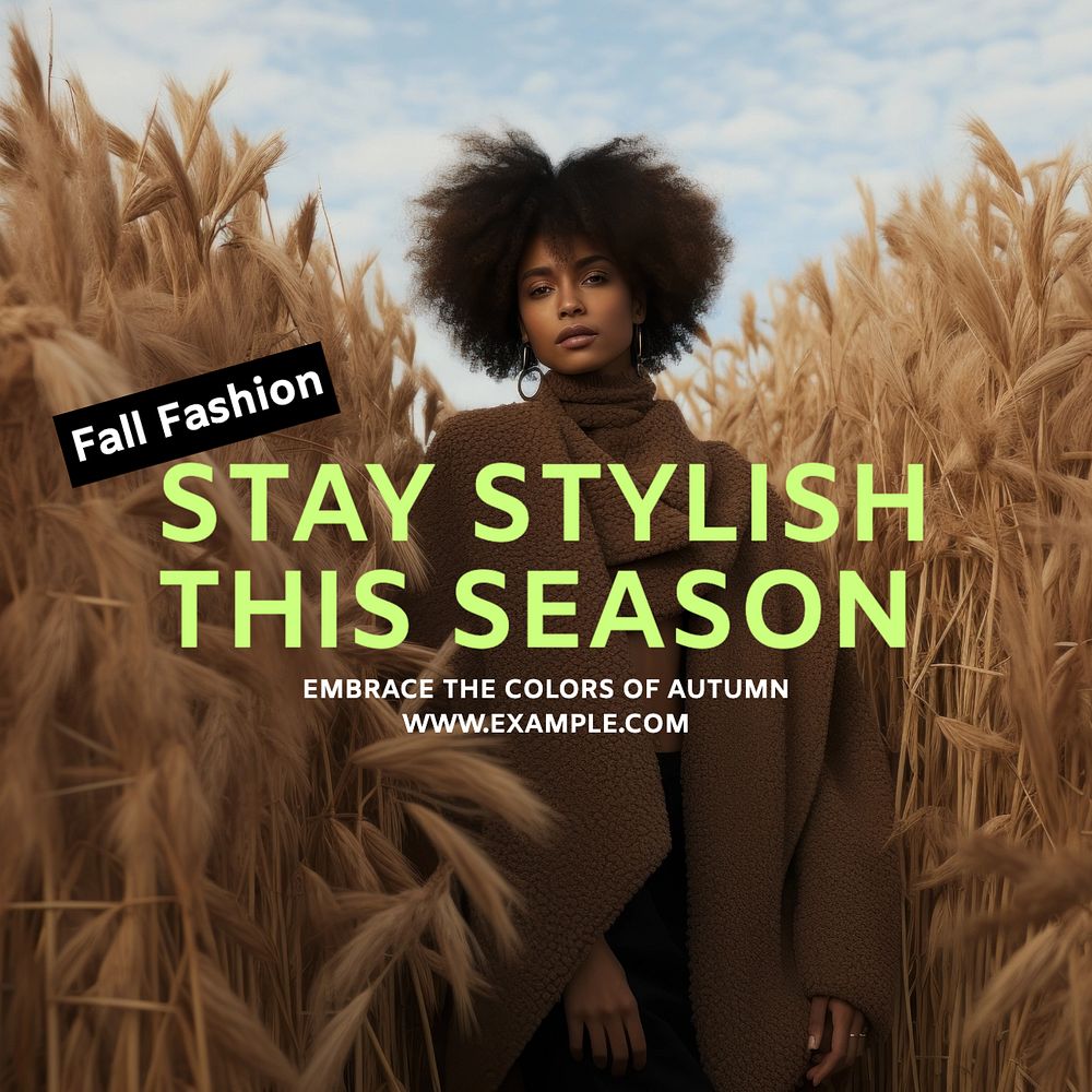 Fall fashion Instagram post template, editable text