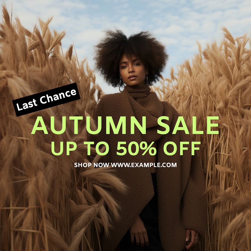 Autumn sale Instagram post template, editable text