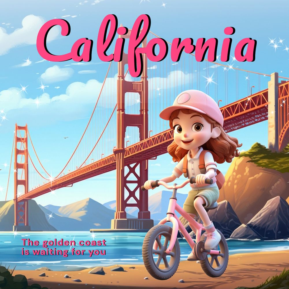 California travel Instagram post template, editable text