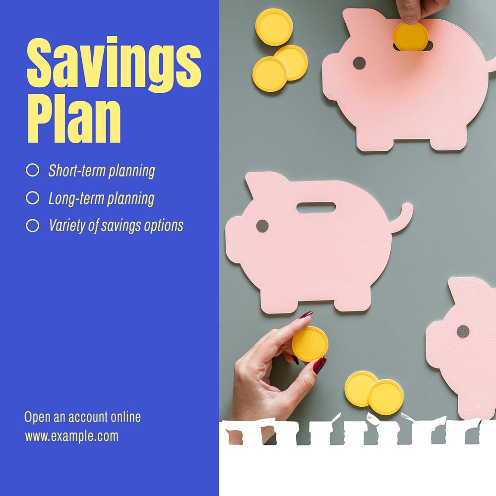 Savings account Facebook post template, editable design