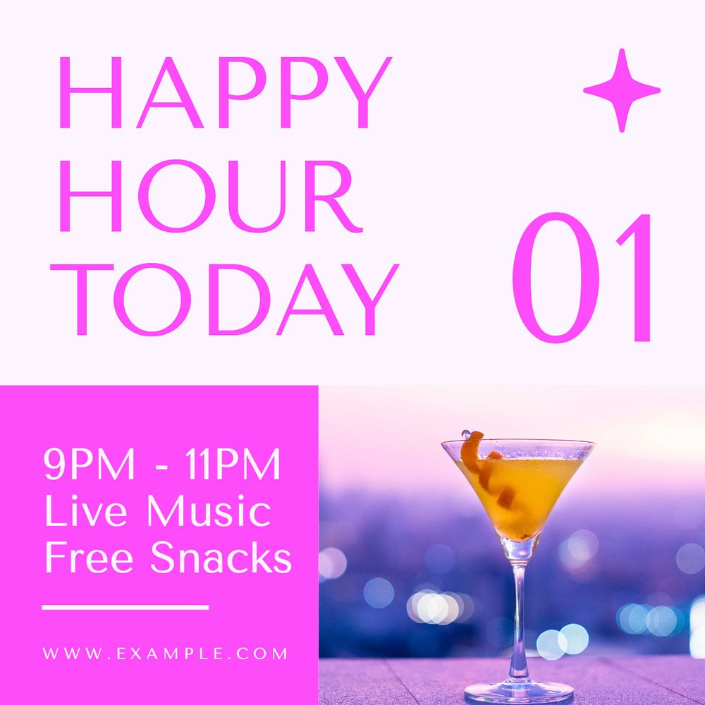 Happy hour Facebook post template, editable design