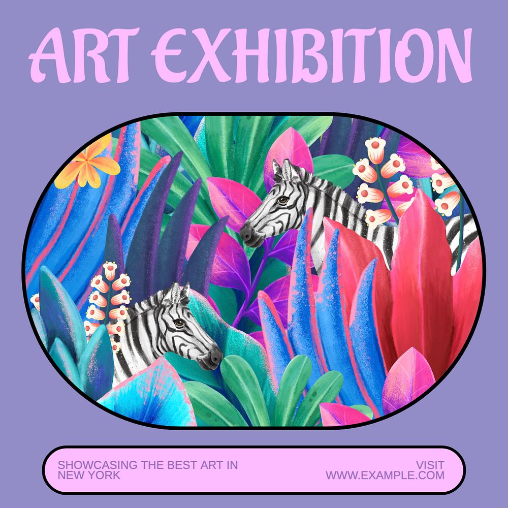 Art exhibition Facebook post template, editable design