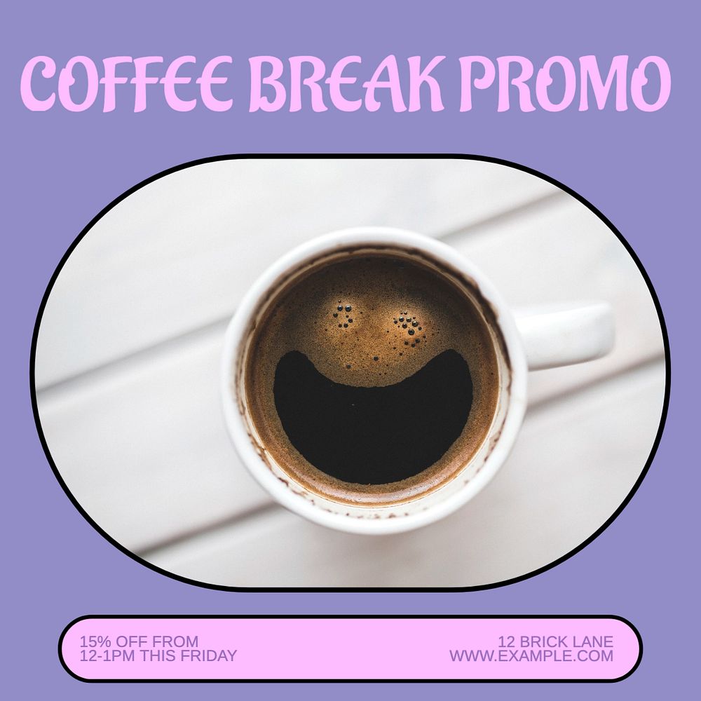 Coffee break promotion Facebook post template, editable design