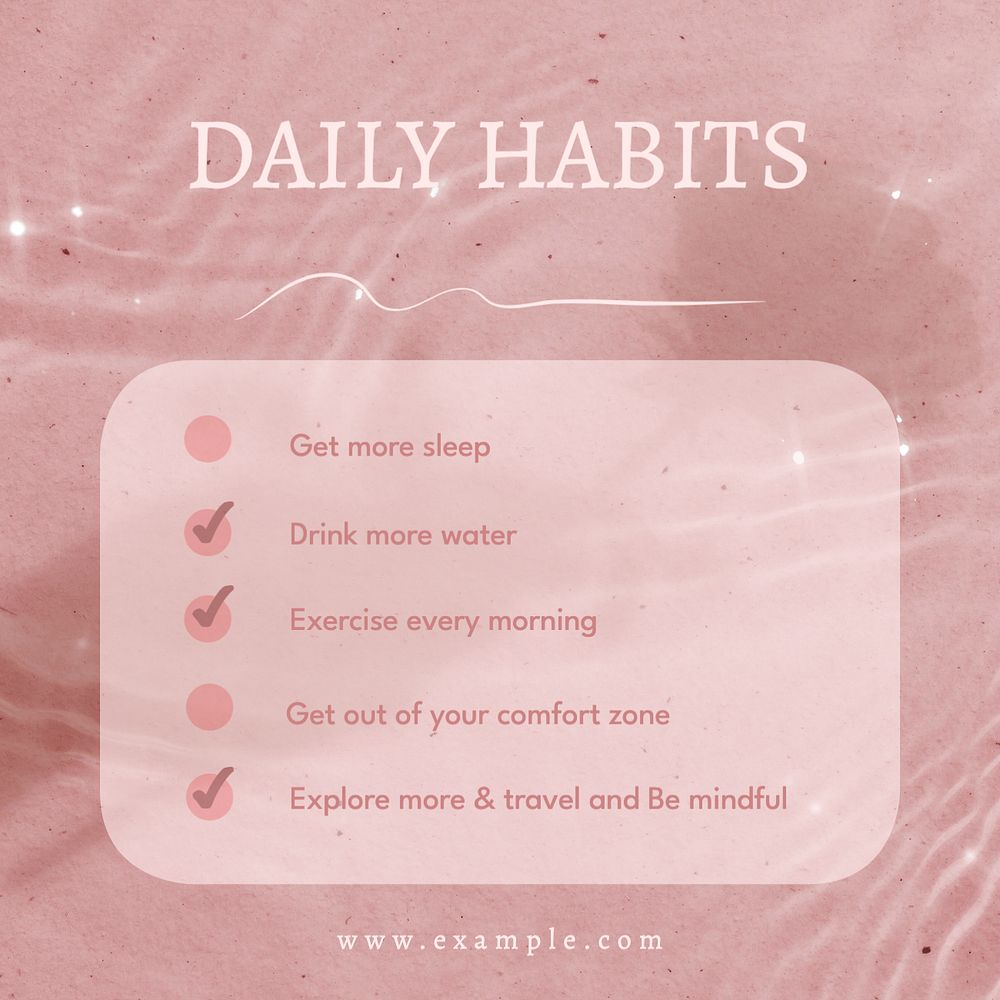 Daily habits Instagram post template, editable design