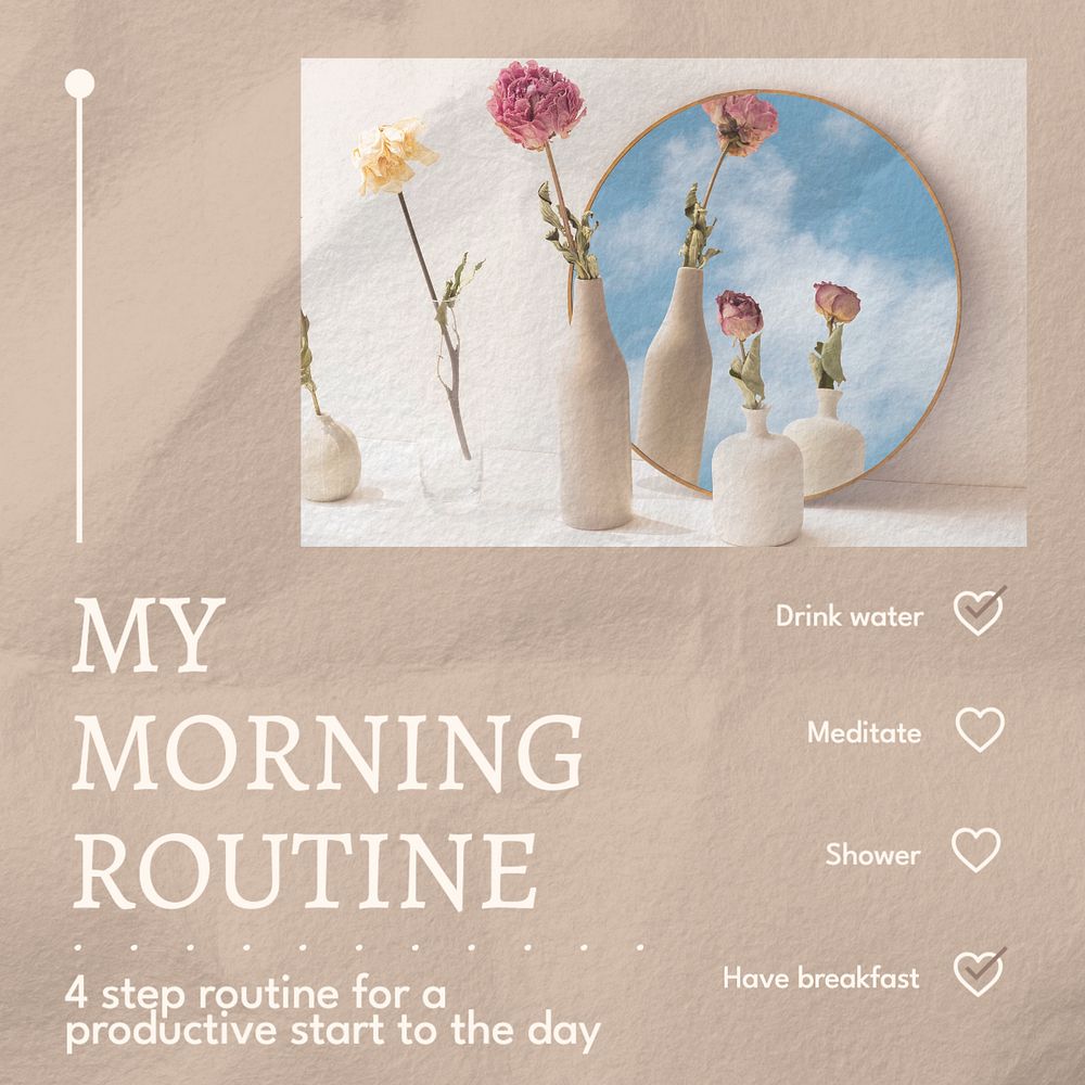 Morning routine Facebook post template, editable design