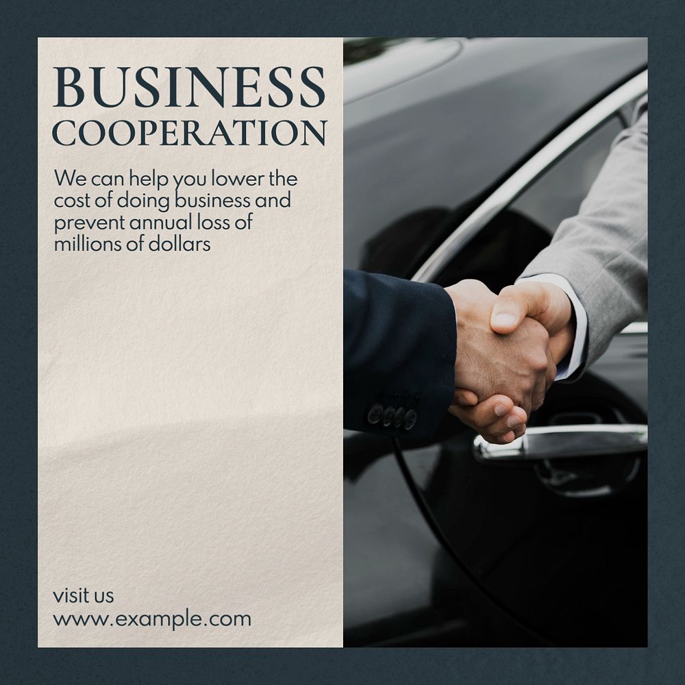 Business cooperation Facebook post template, editable design