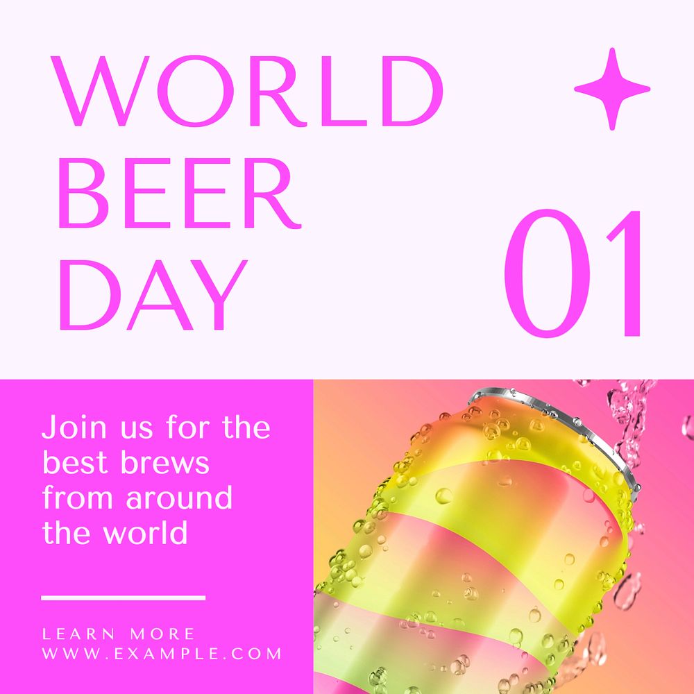 World beer day Facebook post template, editable design