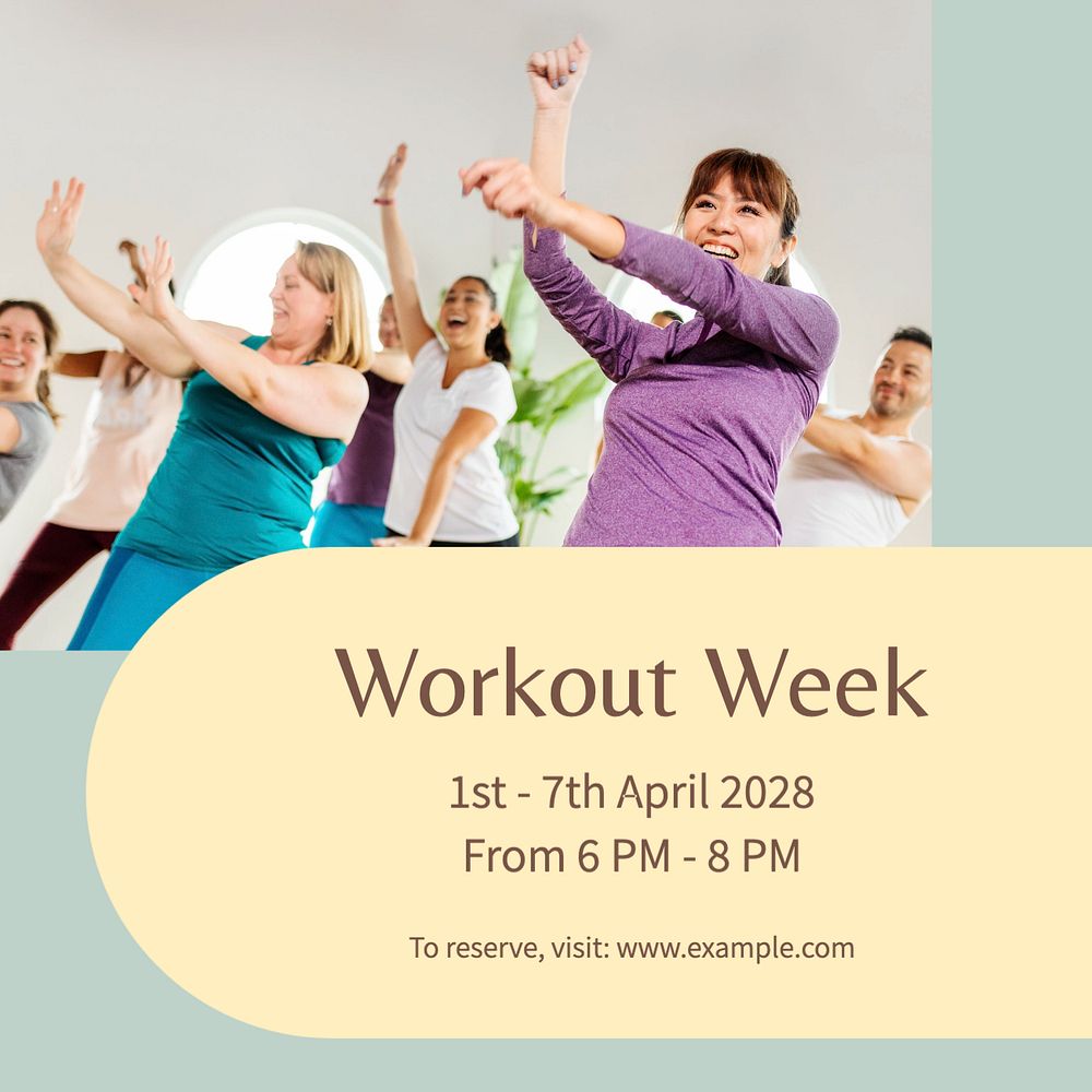 Workout week Facebook post template, editable design