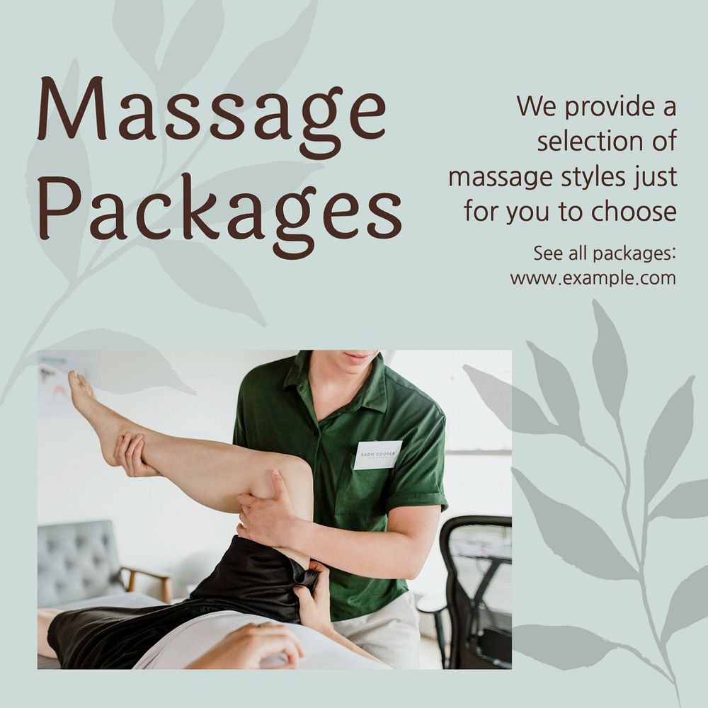 Massage packages Facebook post template, editable design