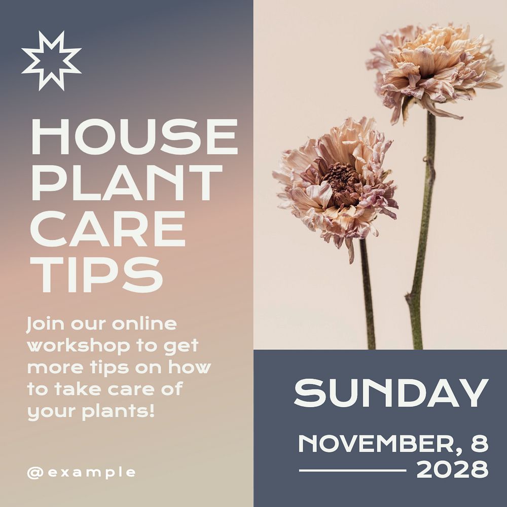 House plant care Facebook post template, editable design