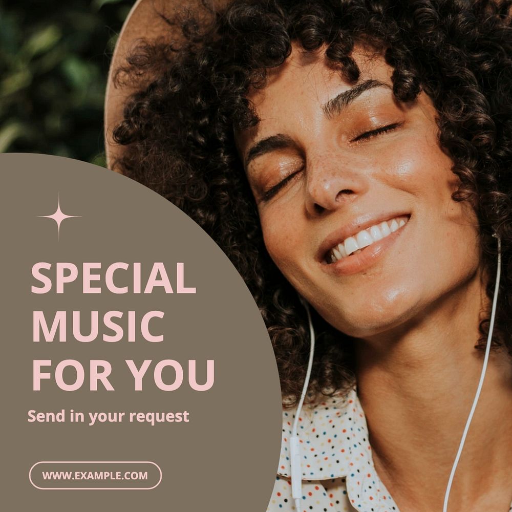 Music request Instagram post template, editable text