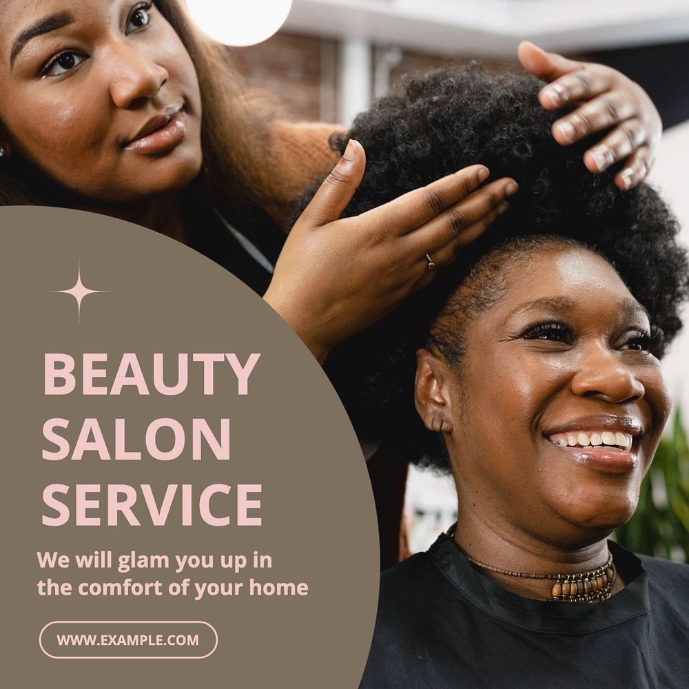 Beauty salon service Facebook post template, editable design