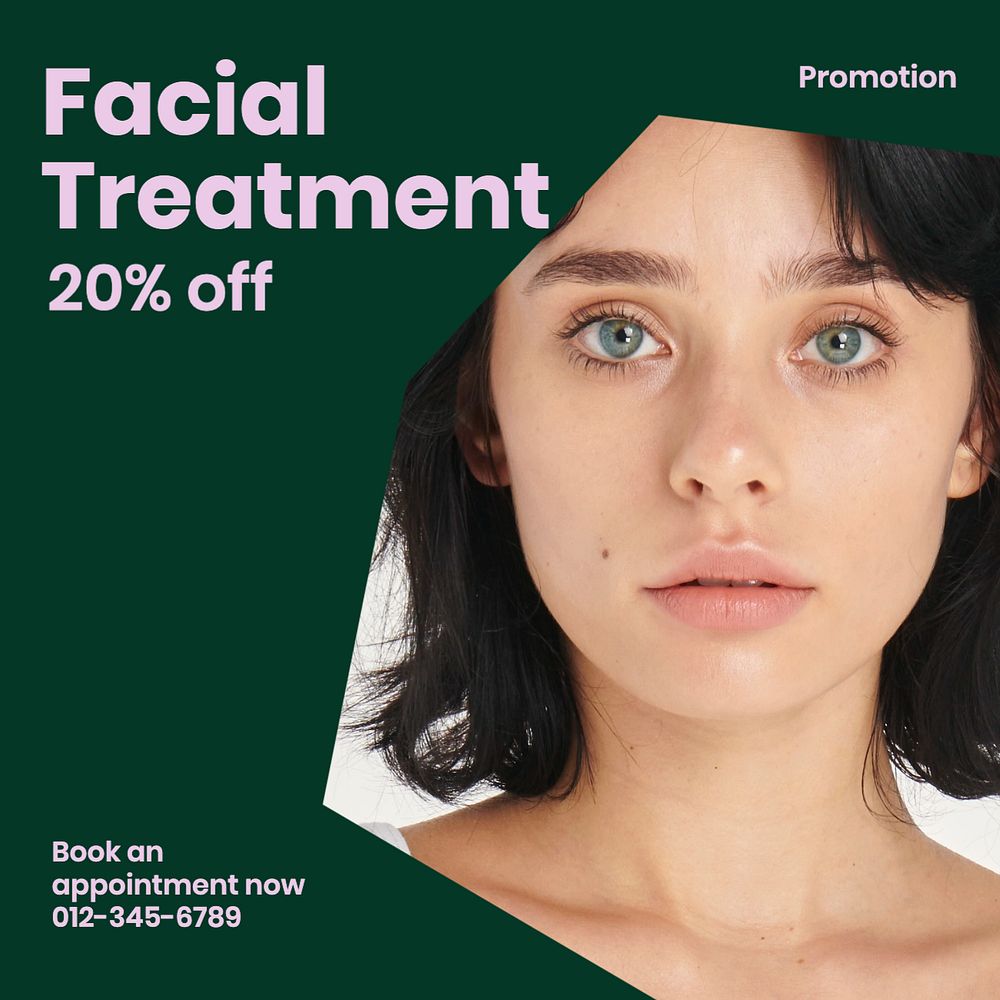 Facial treatment Facebook post template, editable design