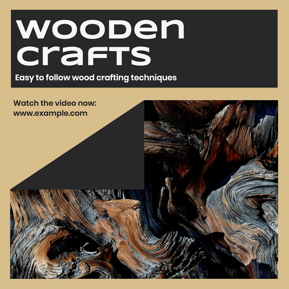 Wooden crafts Facebook post template, editable design