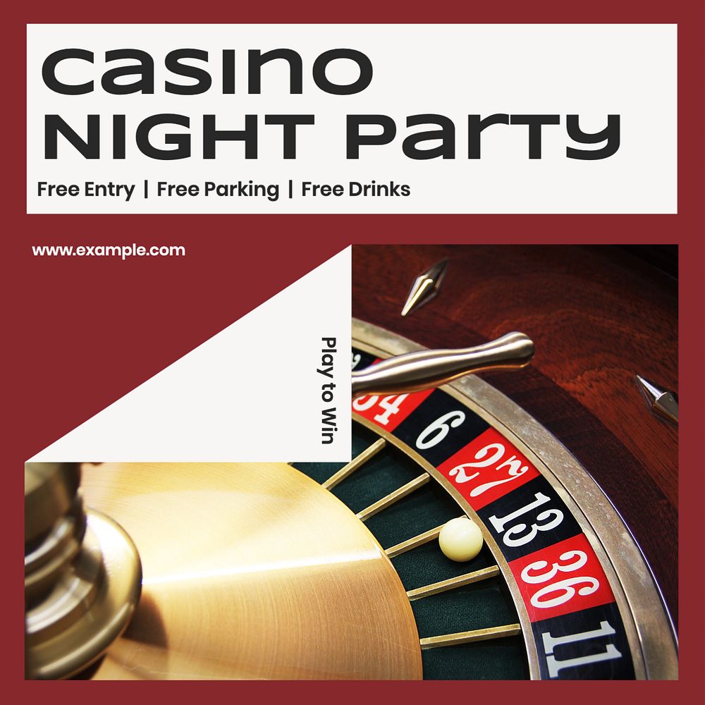 Casino night party Facebook post template, editable design