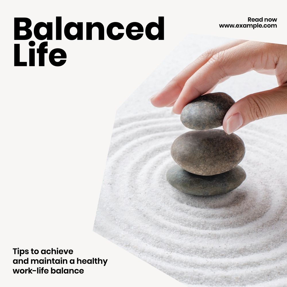 Balanced life Facebook post template, editable design