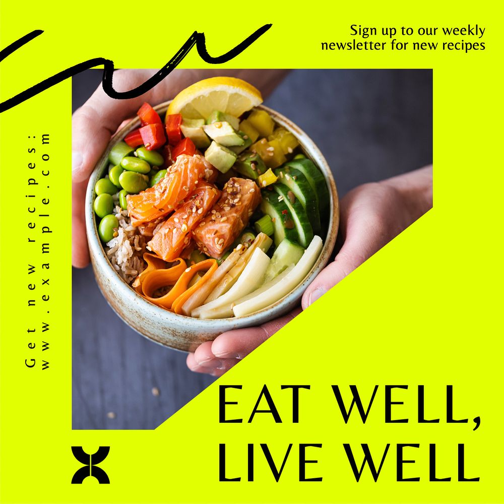 Healthy eating Instagram post template, editable text