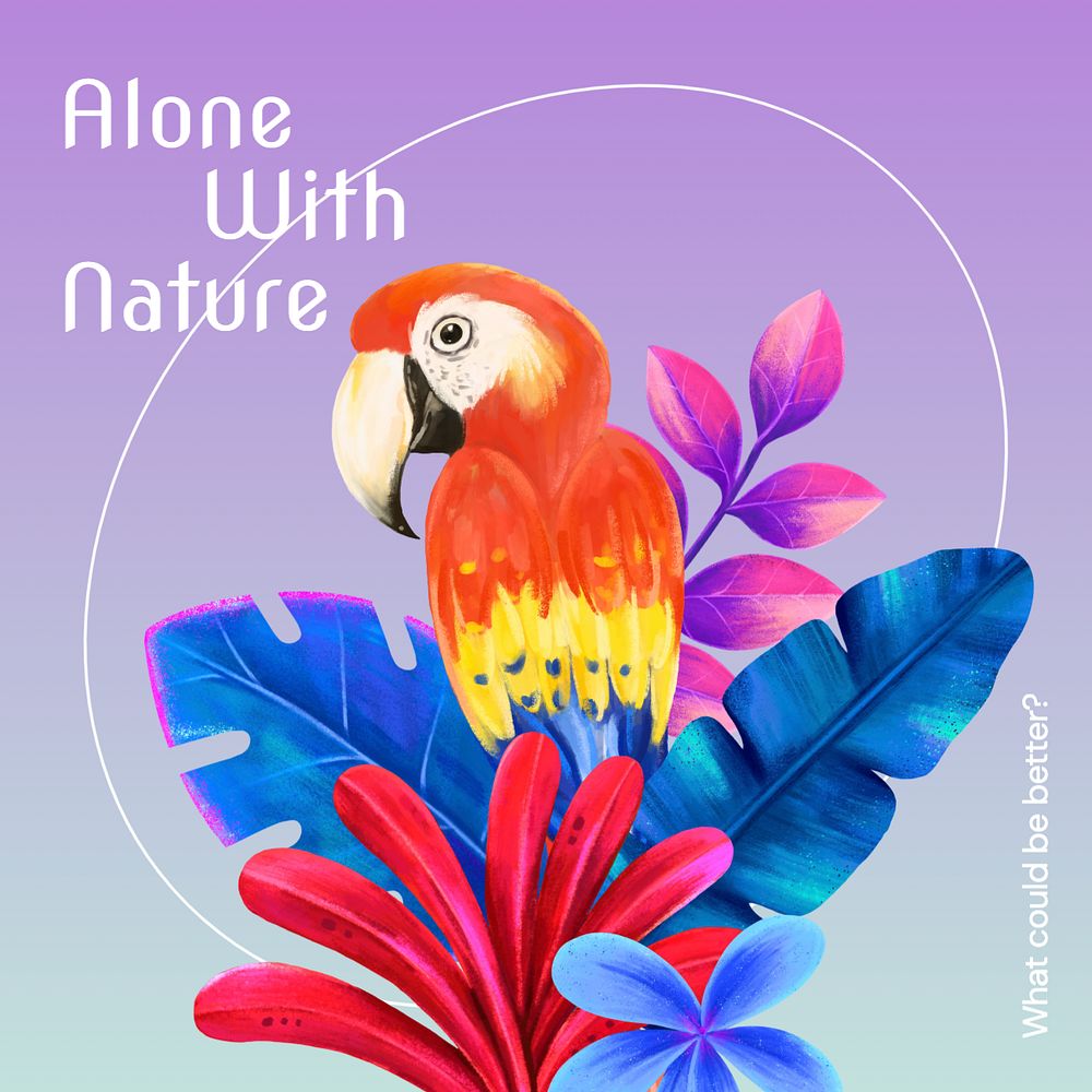 Alone with nature Facebook post template, editable design