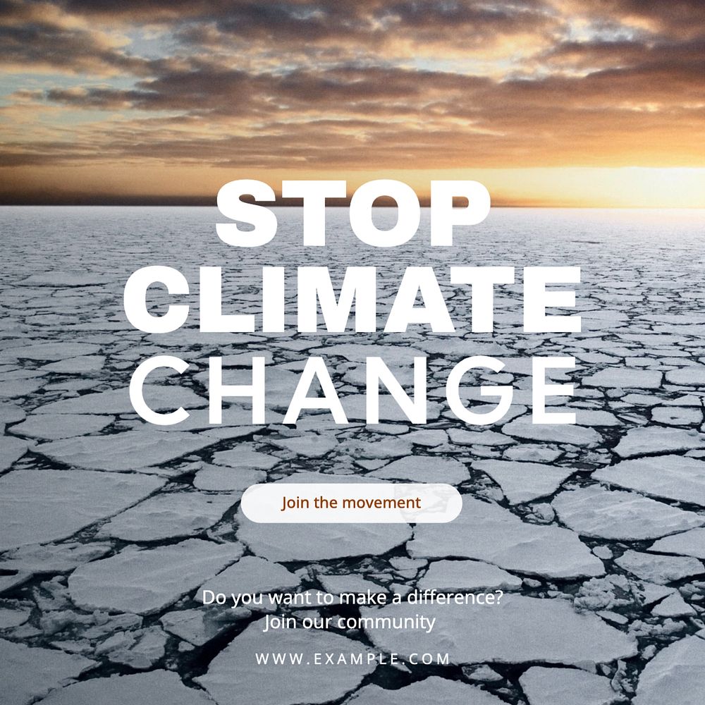 Stop climate change Instagram post template, editable text