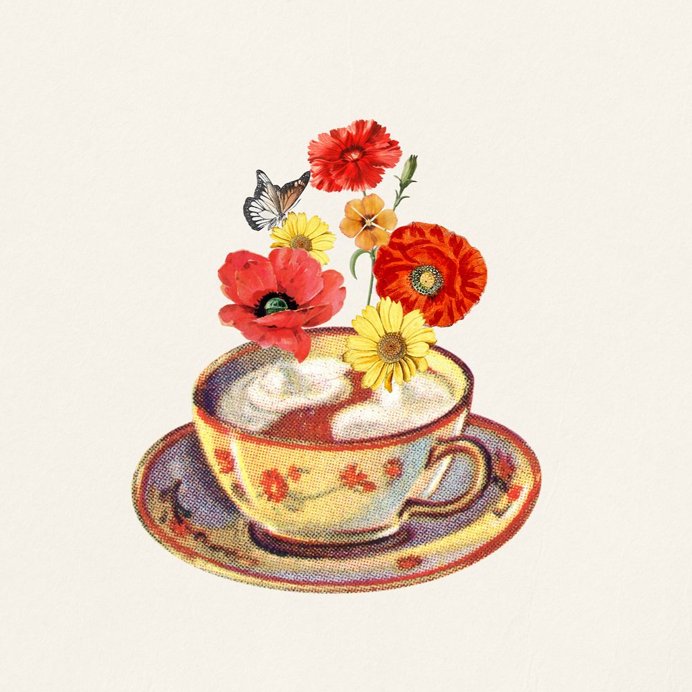 Afternoon floral tea collage remix editable design