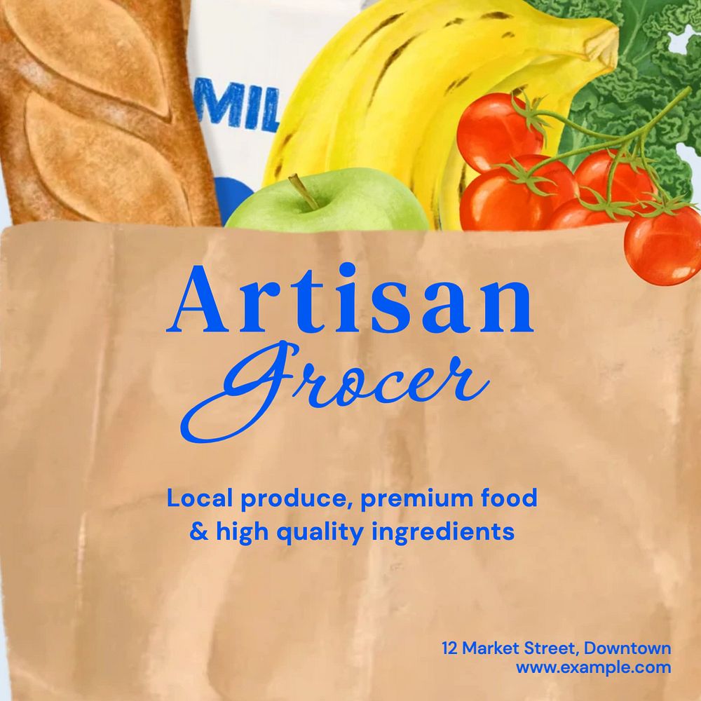 Artisan grocer Facebook post template, editable design