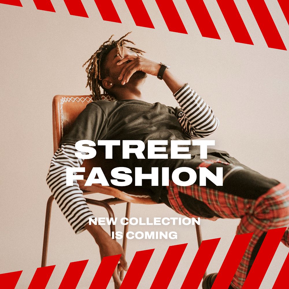 Street fashion Instagram post template, editable design