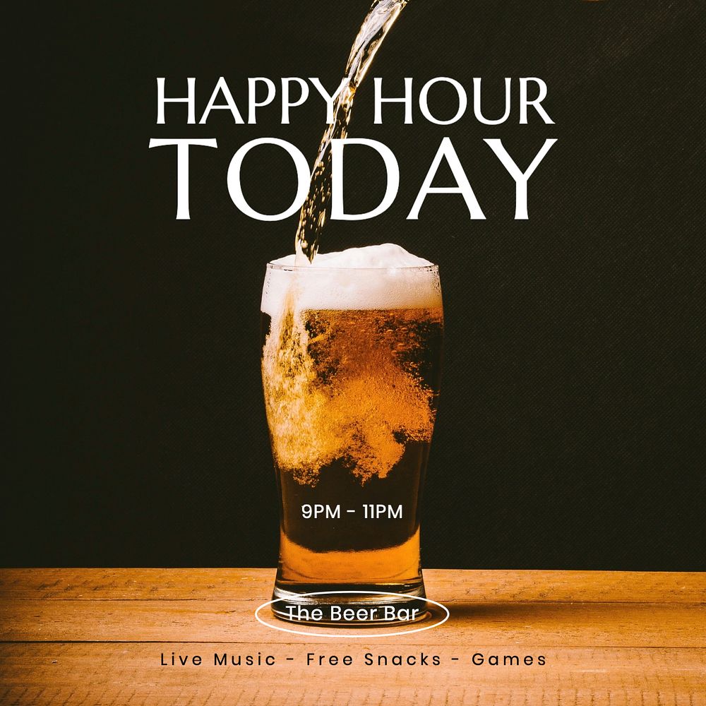 Happy hour Facebook post template, editable design