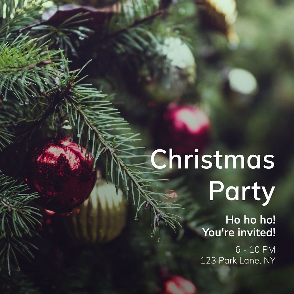 Christmas party Facebook post template, editable design