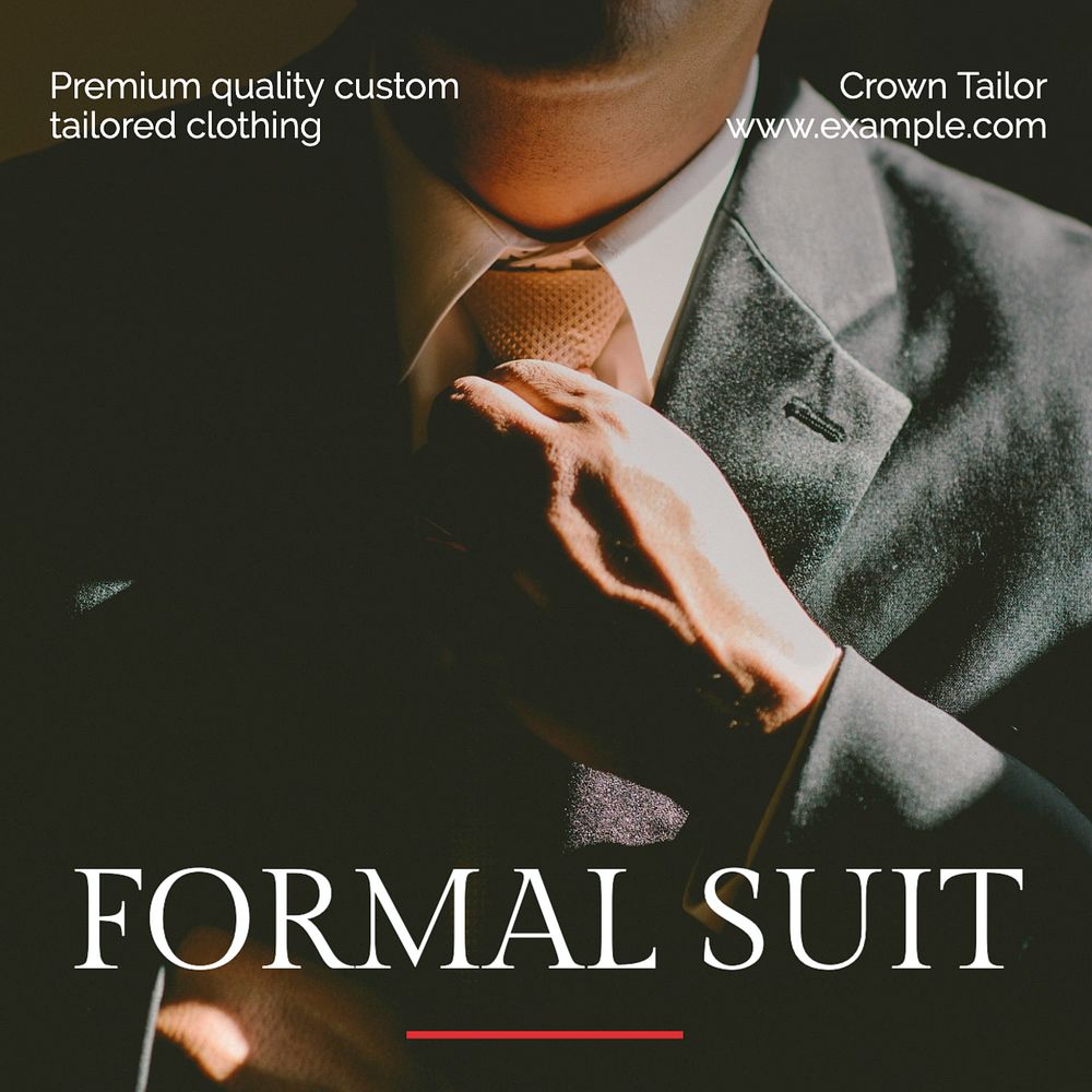 Formal suit Facebook post template, editable design