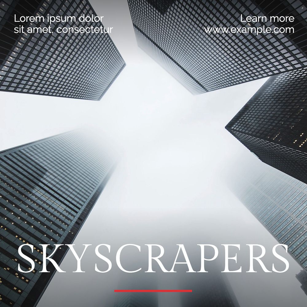 Skyscrapers Facebook post template, editable design