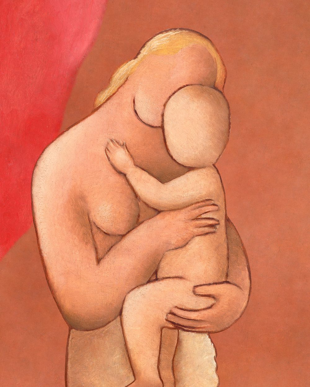 Mother with child, vintage illustrtion by Mikulas Galanda. Digitally enhanced by rawpixel.