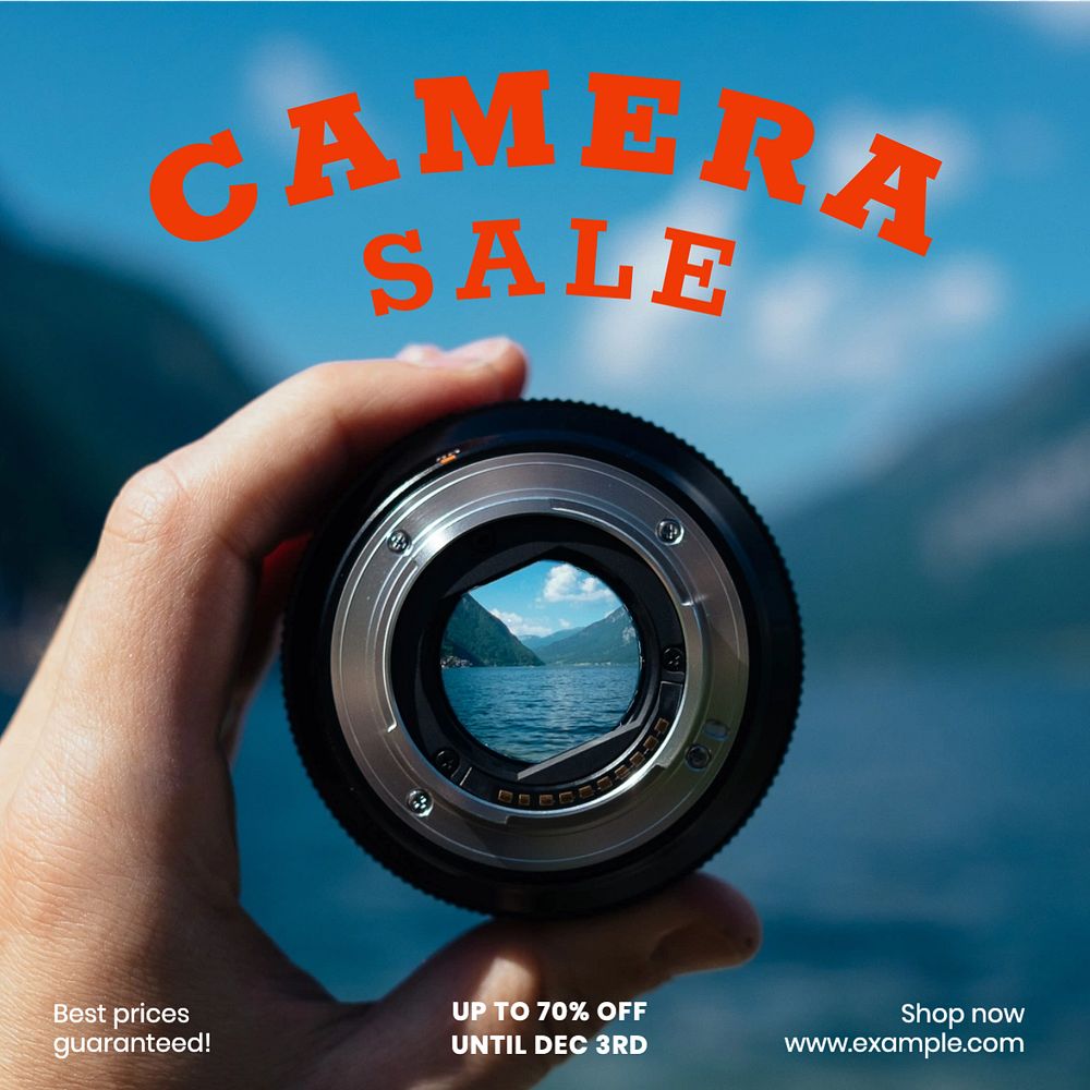 Camera sale Facebook post template, editable design