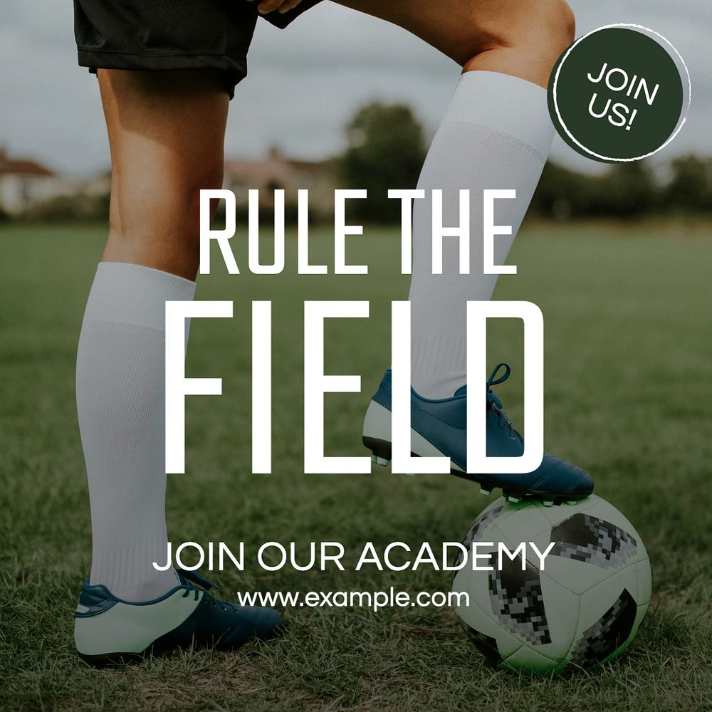 Football academy Facebook post template, editable design