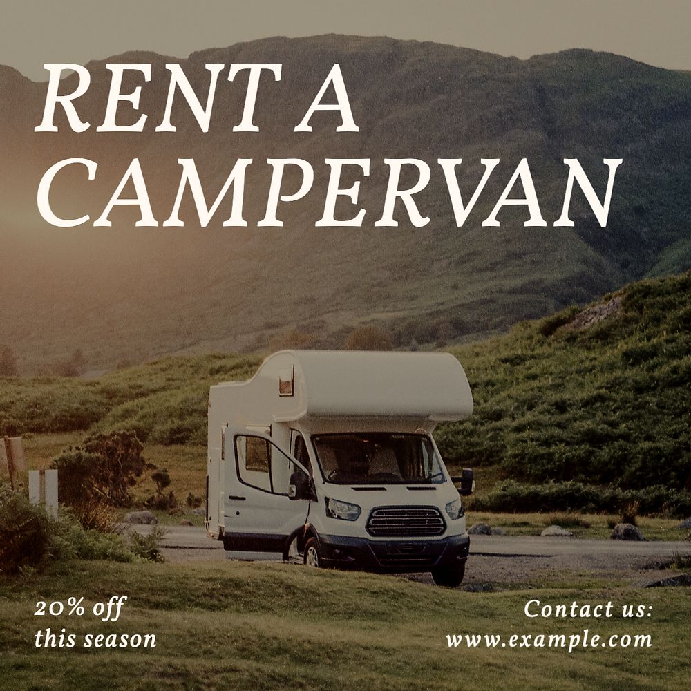 Campervan rental Facebook post template, editable design