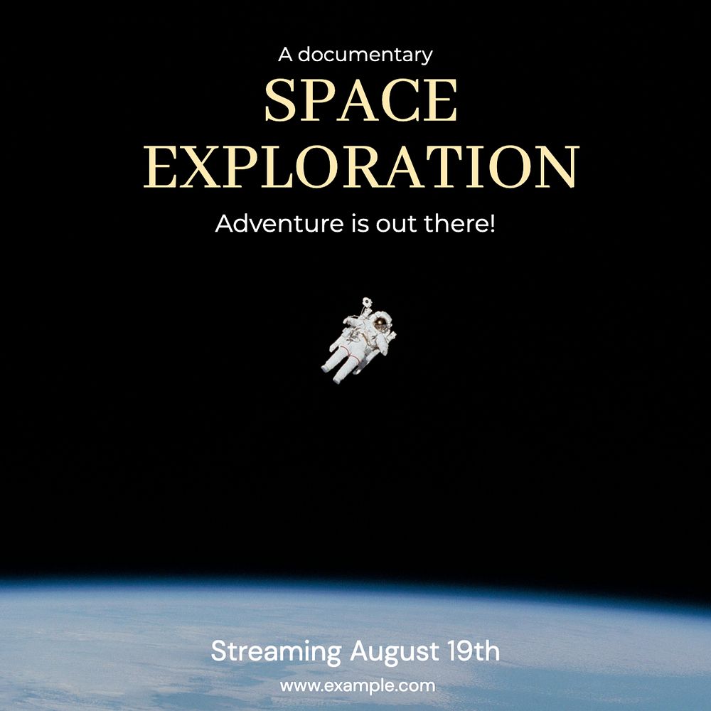 Space exploration Facebook post template, editable design